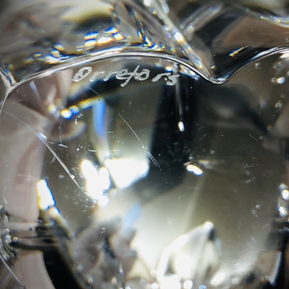 Orrefors Sweden Crystal Flower Bowl Sculptural Art Glass 5” Signed Label - Picture 16 of 16